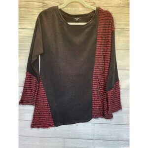 colour works Medium black red women's Long Sleeve pullover sweater